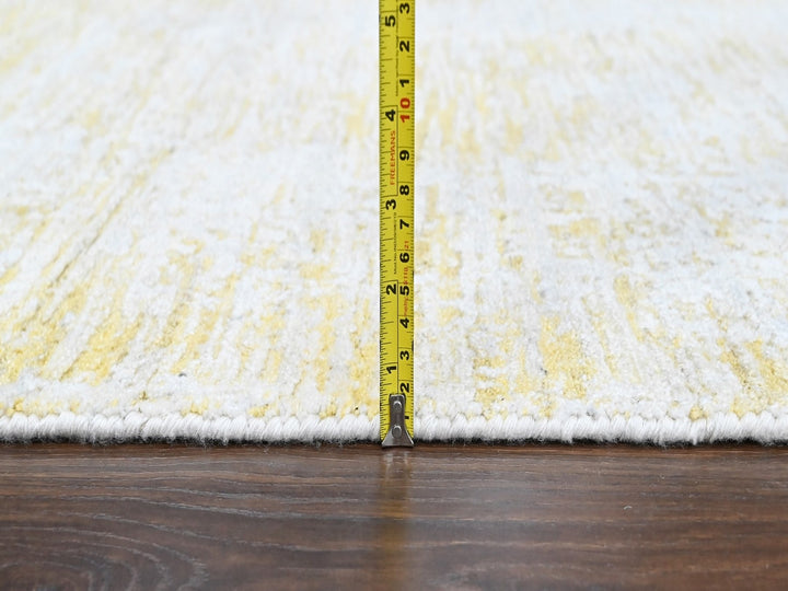 2'7" x 6'1" New Hand Loomed Yellow Wool & Silk Runner Oriental Rug - MOA10210509