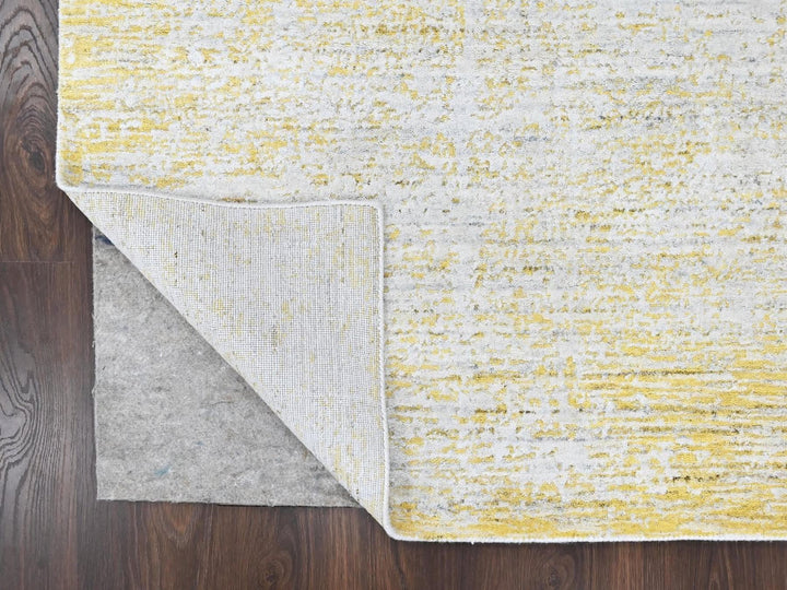 5'11" x 9'0" New Hand Loomed Yellow Wool & Silk Rectangle Oriental Rug - MOA10210510