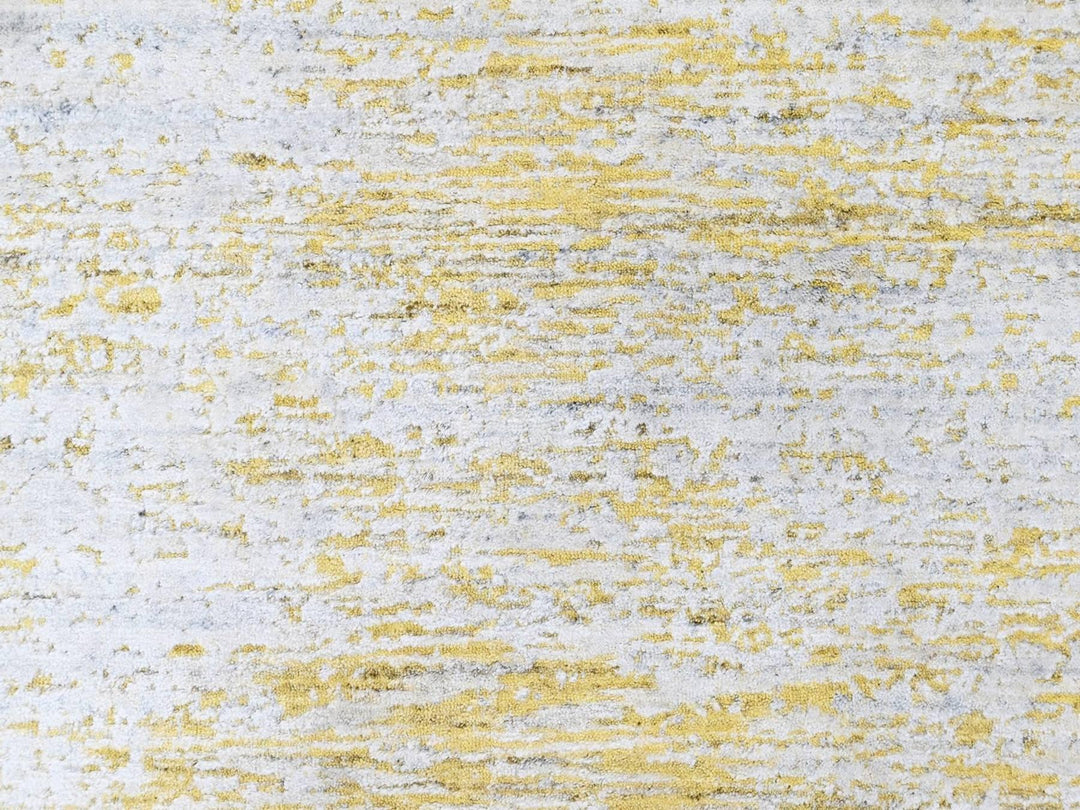 5'11" x 9'0" New Hand Loomed Yellow Wool & Silk Rectangle Oriental Rug - MOA10210510