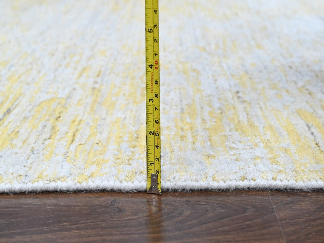 5'11" x 9'0" New Hand Loomed Yellow Wool & Silk Rectangle Oriental Rug - MOA10210510
