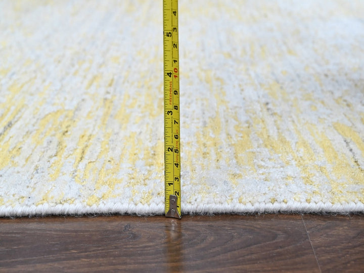 5'11" x 9'0" New Hand Loomed Yellow Wool & Silk Rectangle Oriental Rug - MOA10210510