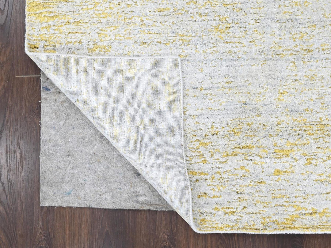 8'0" x 10'0" New Hand Loomed Yellow Wool & Silk Rectangle Oriental Rug - MOA10210511