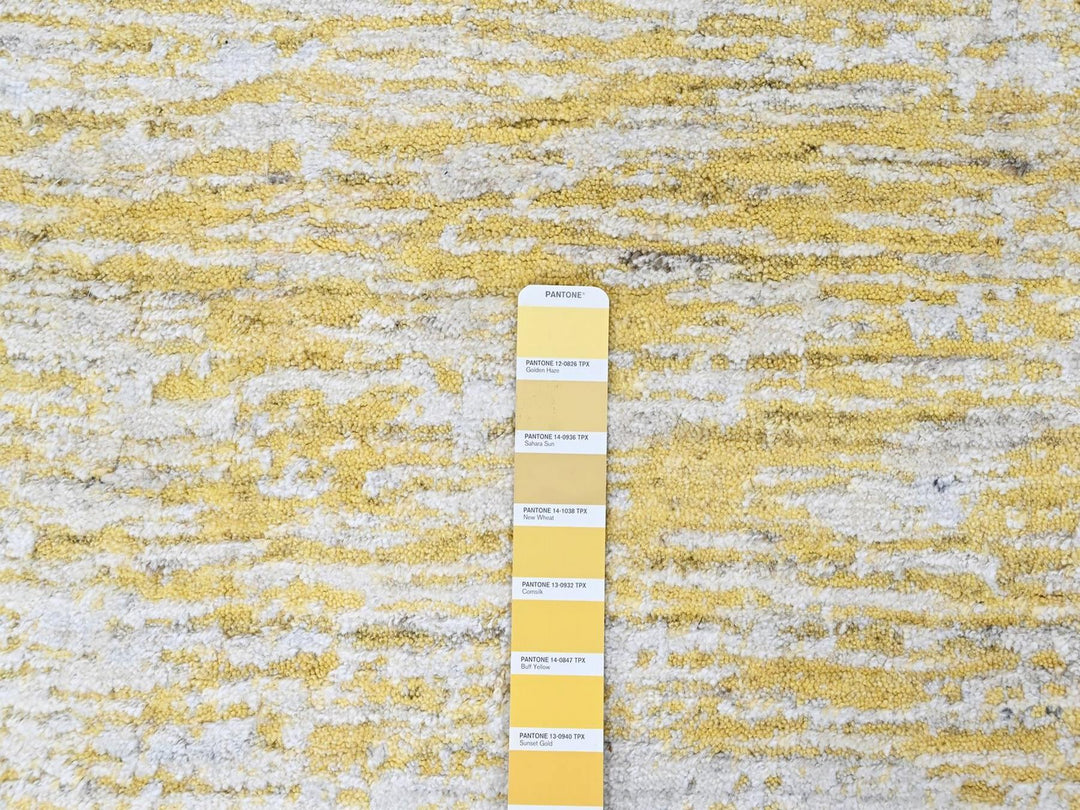 8'0" x 10'0" New Hand Loomed Yellow Wool & Silk Rectangle Oriental Rug - MOA10210511