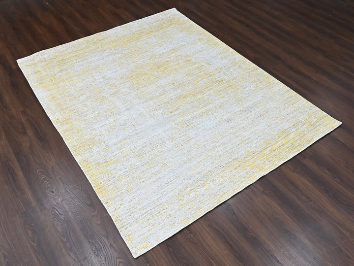 8'0" x 10'0" New Hand Loomed Yellow Wool & Silk Rectangle Oriental Rug - MOA10210512