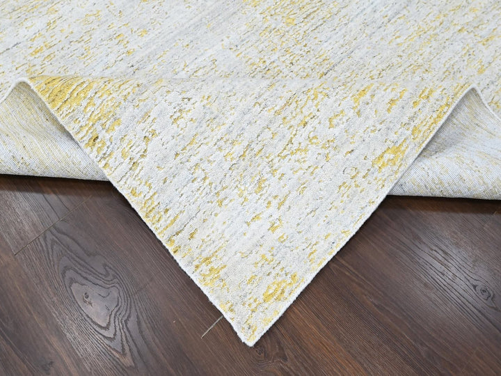 8'0" x 10'0" New Hand Loomed Yellow Wool & Silk Rectangle Oriental Rug - MOA10210512