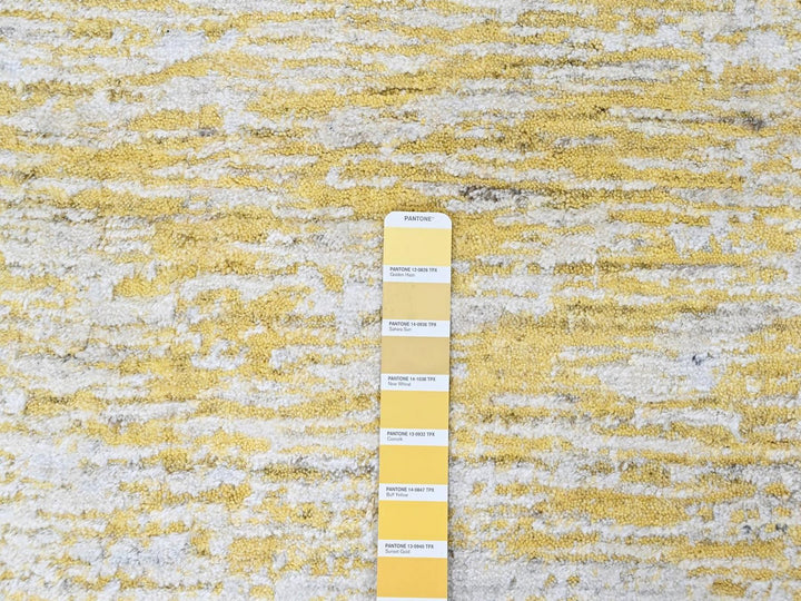 8'0" x 10'0" New Hand Loomed Yellow Wool & Silk Rectangle Oriental Rug - MOA10210512