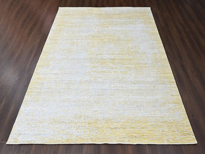 8'11" x 12'1" New Hand Loomed Yellow Wool & Silk Rectangle Oriental Rug - MOA10210514