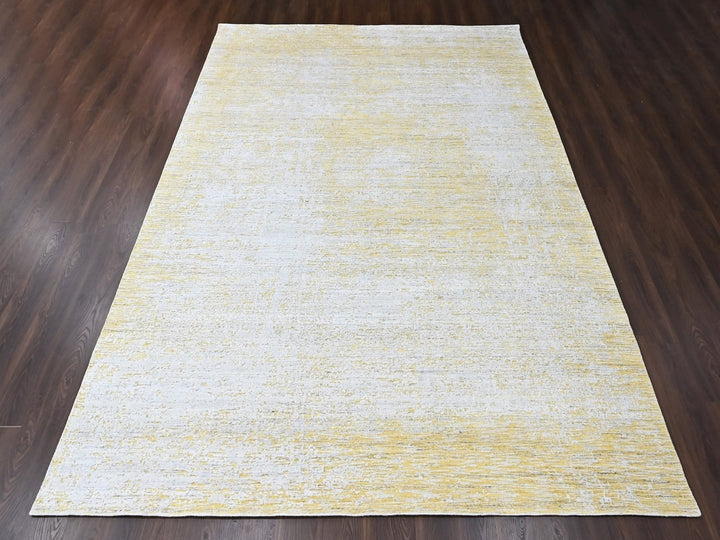 10'0" x 14'0" New Hand Loomed Yellow Wool & Silk Rectangle Oriental Rug - MOA10210515