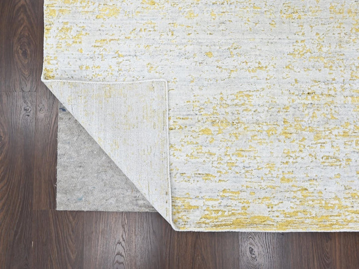 10'0" x 14'0" New Hand Loomed Yellow Wool & Silk Rectangle Oriental Rug - MOA10210515