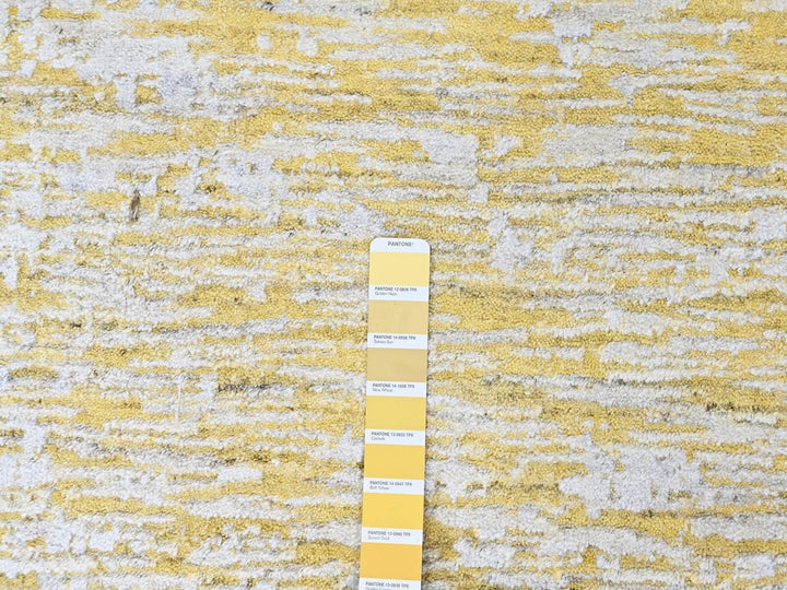 10'0" x 14'0" New Hand Loomed Yellow Wool & Silk Rectangle Oriental Rug - MOA10210515