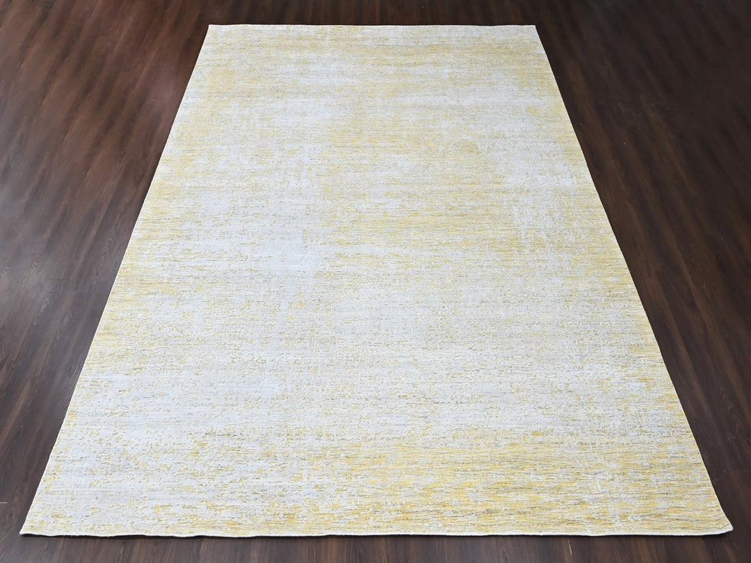 12'0" x 15'0" New Hand Loomed Yellow Wool & Silk Rectangle Oriental Rug - MOA10210516