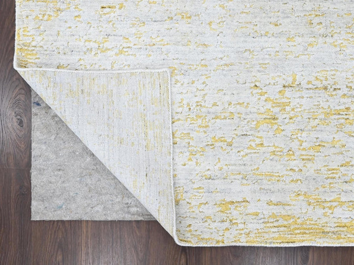 12'0" x 15'0" New Hand Loomed Yellow Wool & Silk Rectangle Oriental Rug - MOA10210516