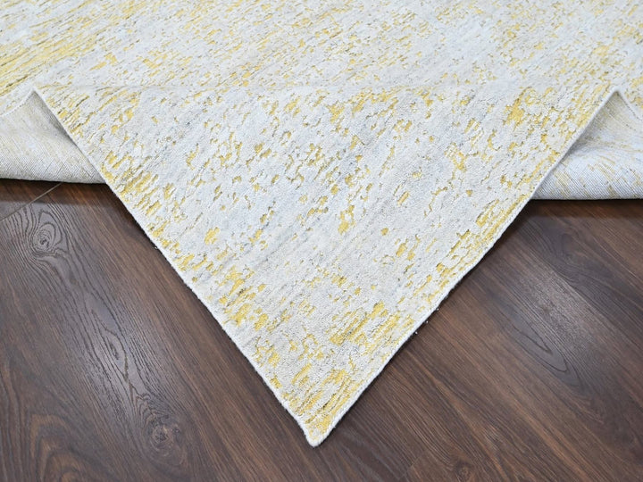 12'0" x 15'0" New Hand Loomed Yellow Wool & Silk Rectangle Oriental Rug - MOA10210516