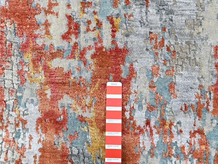 2'6" x 7'10" New Hand Knotted Orange Wool & Silk Runner Oriental Rug - MOA10210519
