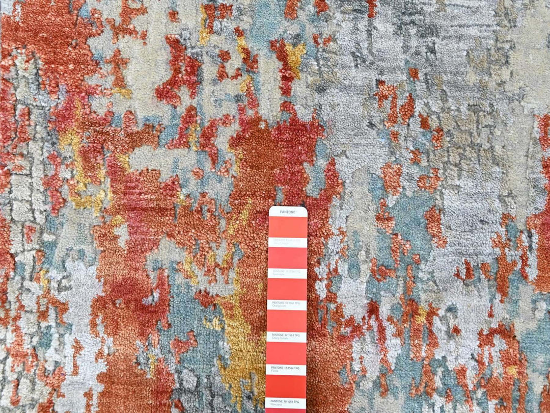 2'6" x 7'11" New Hand Knotted Orange Wool & Silk Runner Oriental Rug - MOA10210520