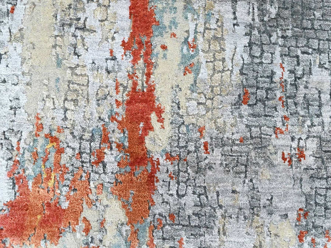 2'6" x 7'11" New Hand Knotted Orange Wool & Silk Runner Oriental Rug - MOA10210520