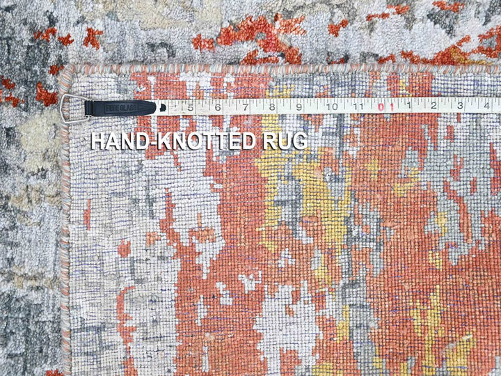 2'6" x 7'11" New Hand Knotted Orange Wool & Silk Runner Oriental Rug - MOA10210520