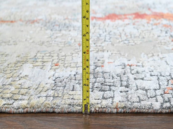 4'11" x 6'10" New Hand Knotted Orange Wool & Silk Rectangle Oriental Rug - MOA10210522