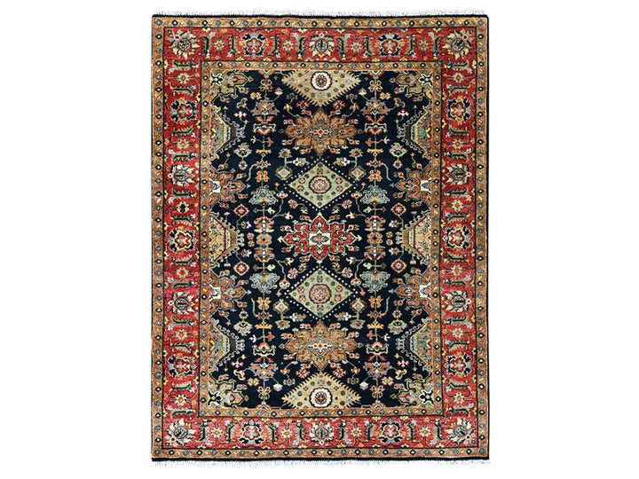 5'0" x 7'0" New Hand Knotted Black Wool Rectangle Oriental Rug - MOA10210526