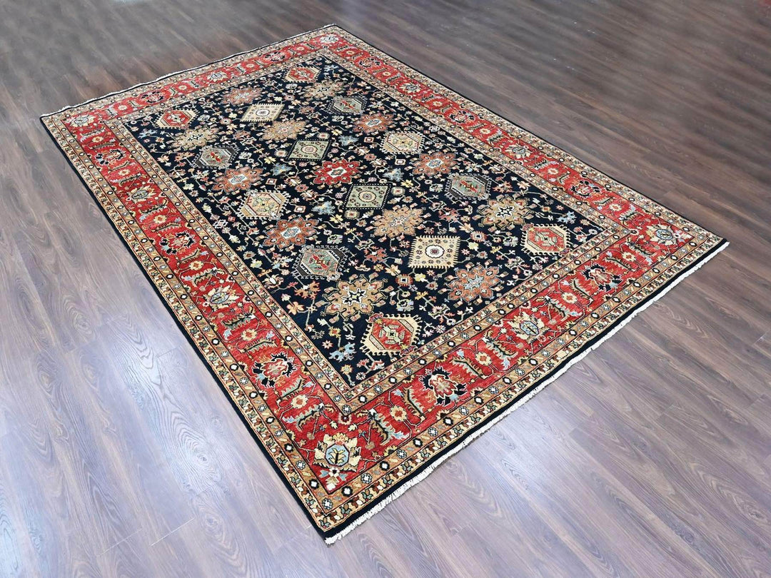 10'0" x 14'1" New Hand Knotted Black Wool Rectangle Oriental Rug - MOA10210527