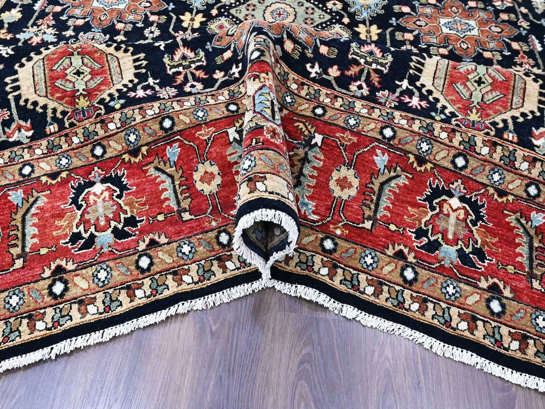 10'0" x 14'1" New Hand Knotted Black Wool Rectangle Oriental Rug - MOA10210527