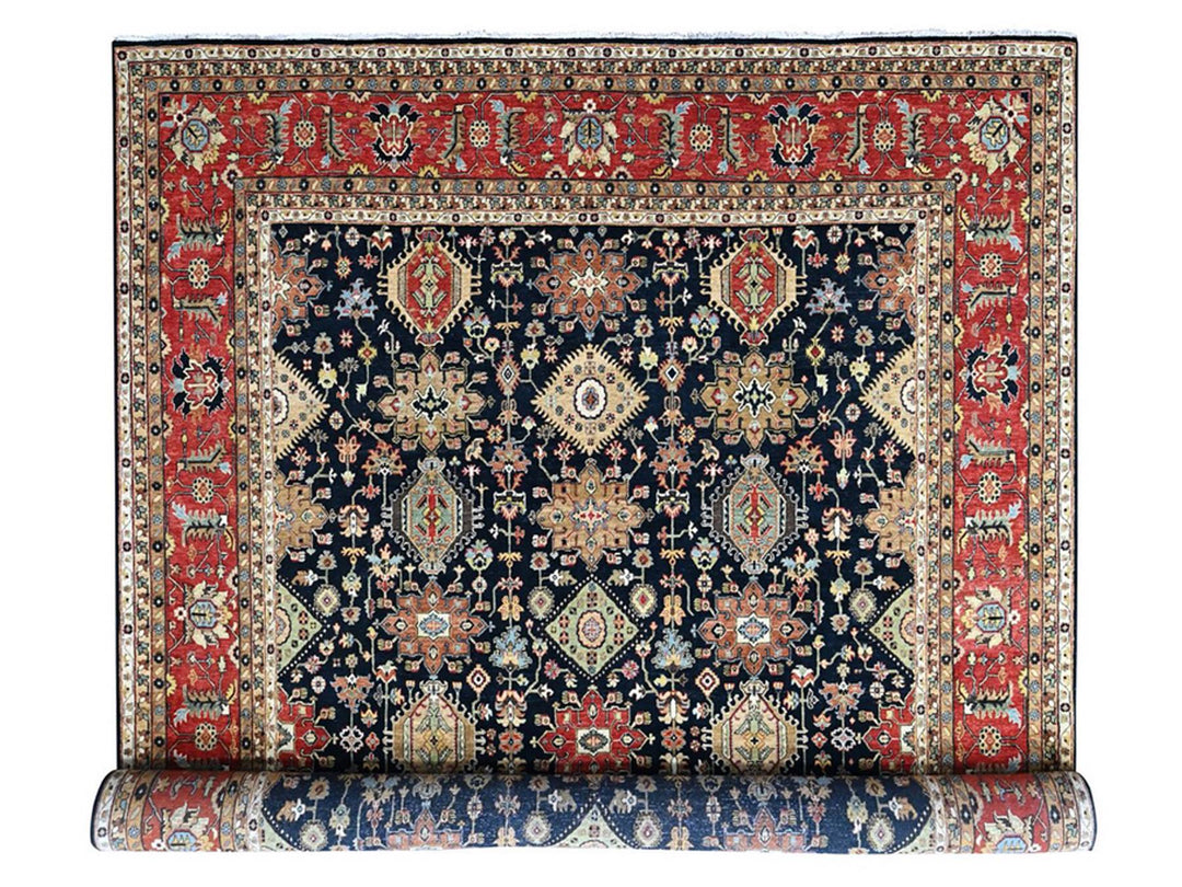 12'0" x 15'2" New Hand Knotted Black Wool Rectangle Oriental Rug - MOA10210528