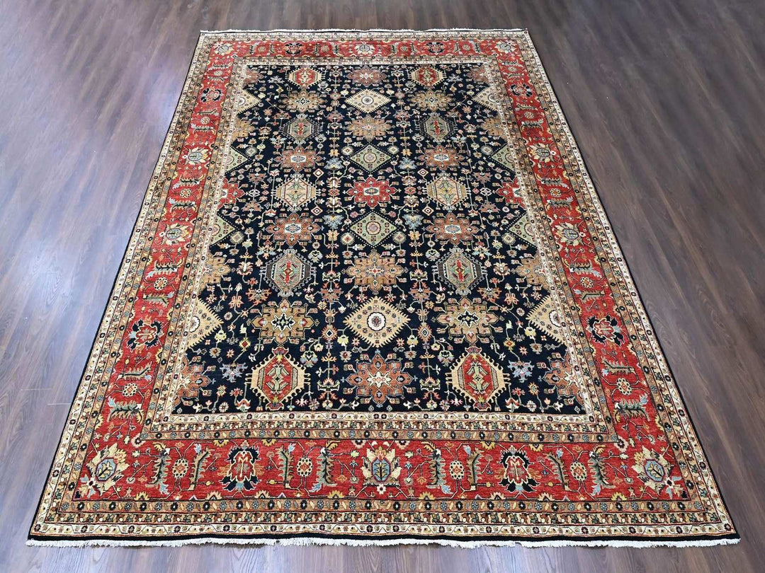 12'0" x 15'2" New Hand Knotted Black Wool Rectangle Oriental Rug - MOA10210528