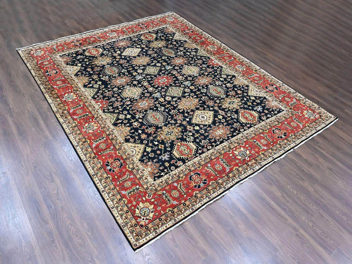12'0" x 15'2" New Hand Knotted Black Wool Rectangle Oriental Rug - MOA10210528
