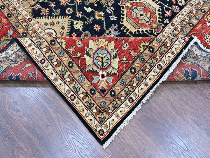 12'0" x 15'2" New Hand Knotted Black Wool Rectangle Oriental Rug - MOA10210528