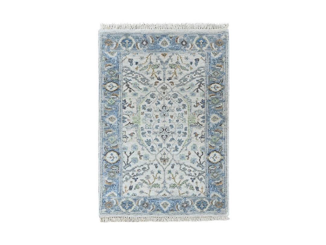 2'0" x 3'0" New Hand Knotted Grey Wool Rectangle Oriental Rug - MOA10210529