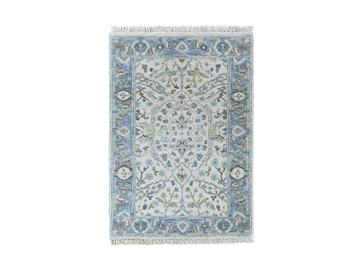 2'0" x 3'0" New Hand Knotted Grey Wool Rectangle Oriental Rug - MOA10210529