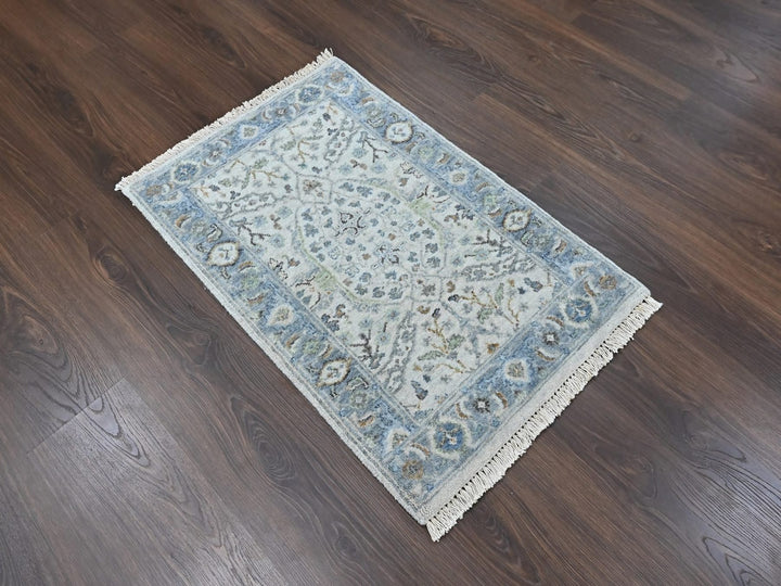 2'0" x 3'0" New Hand Knotted Grey Wool Rectangle Oriental Rug - MOA10210529