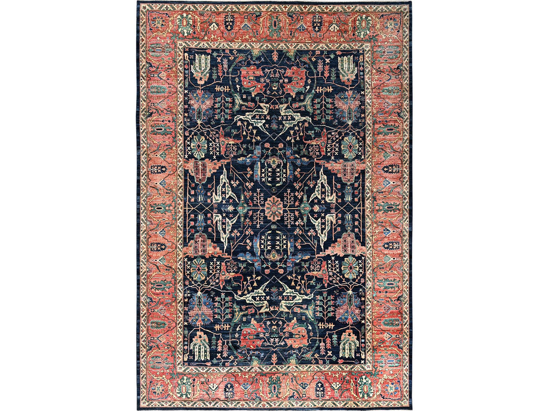 11'9" x 17'7" New Hand Knotted Blue Wool Rectangle Oriental Rug - MOA1021052