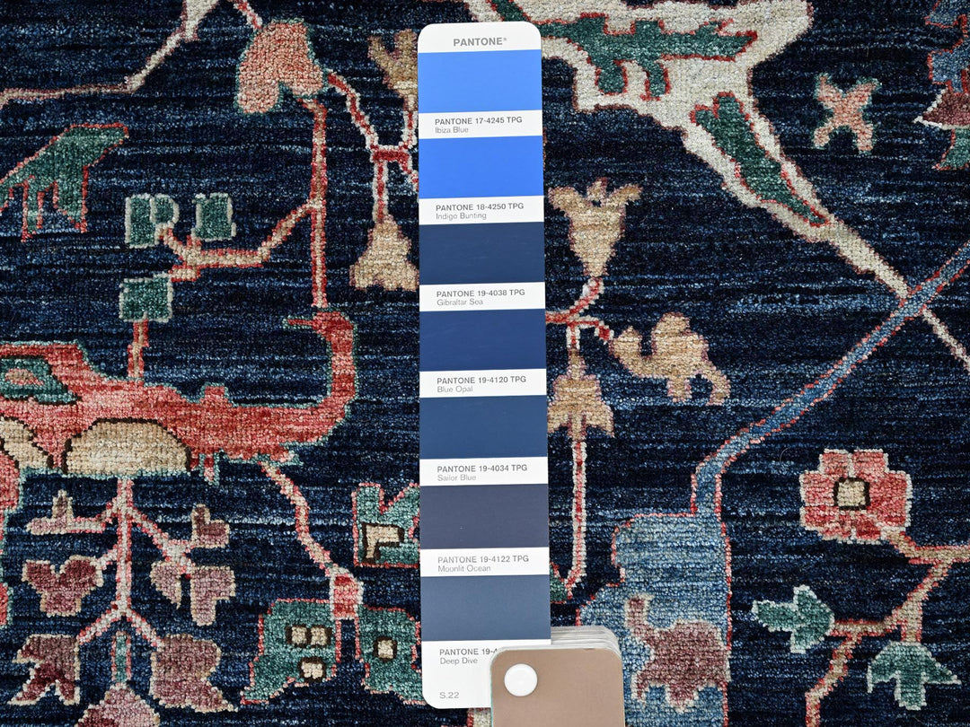 11'9" x 17'7" New Hand Knotted Blue Wool Rectangle Oriental Rug - MOA1021052
