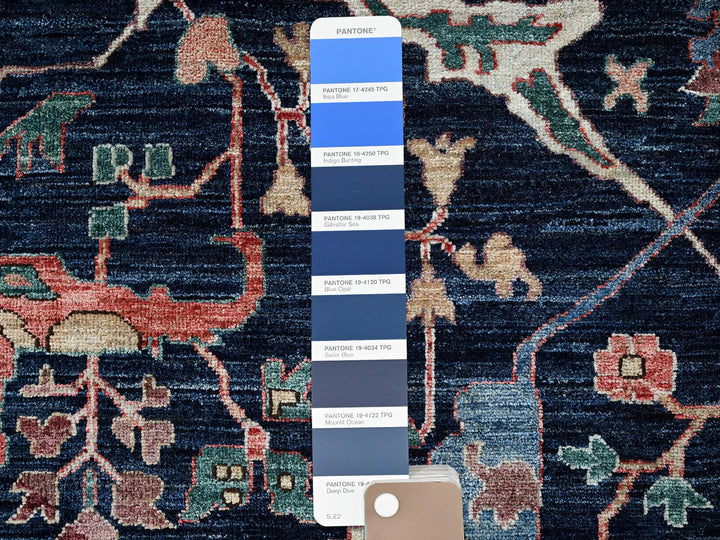 11'9" x 17'7" New Hand Knotted Blue Wool Rectangle Oriental Rug - MOA1021052