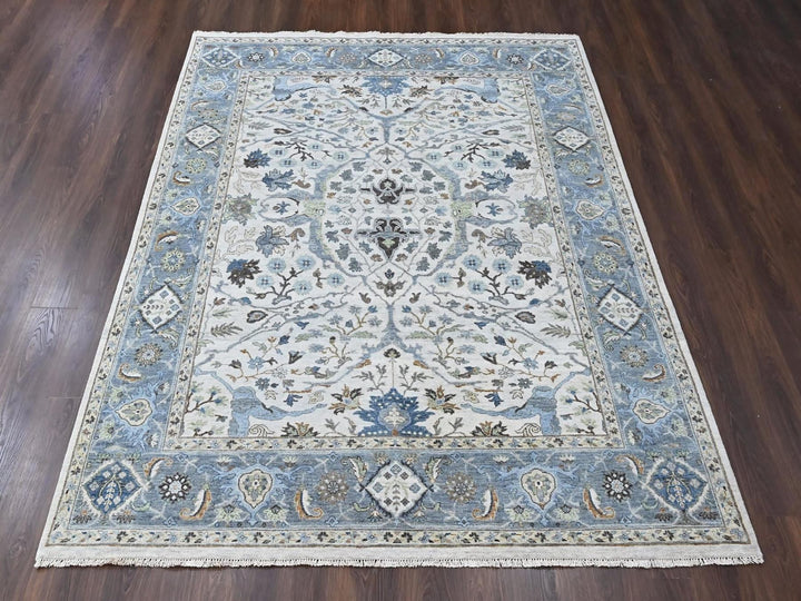 7'11" x 9'9" New Hand Knotted Grey Wool Rectangle Oriental Rug - MOA10210530