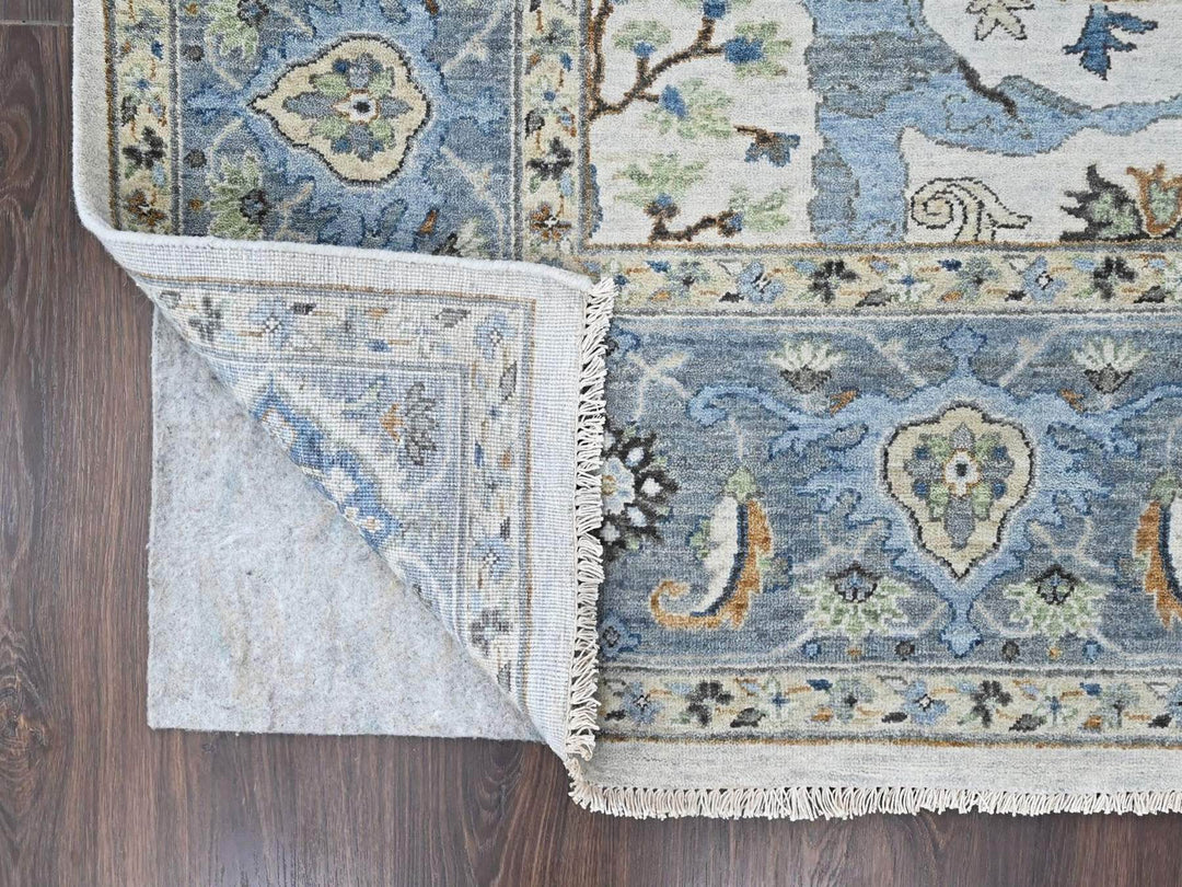 7'11" x 9'9" New Hand Knotted Grey Wool Rectangle Oriental Rug - MOA10210530