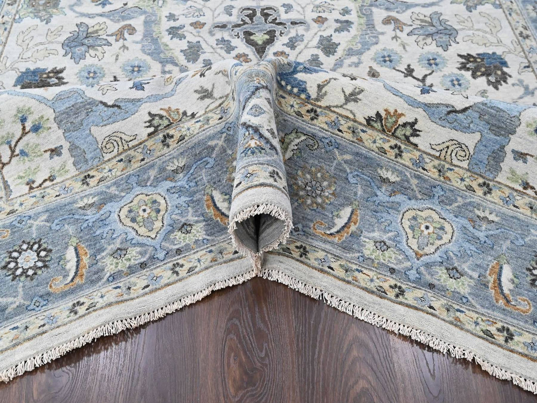 7'11" x 9'9" New Hand Knotted Grey Wool Rectangle Oriental Rug - MOA10210530