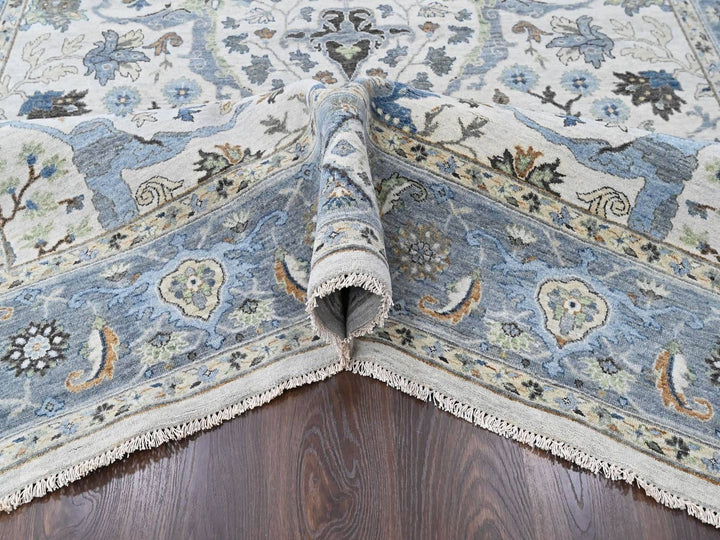 7'11" x 9'9" New Hand Knotted Grey Wool Rectangle Oriental Rug - MOA10210530