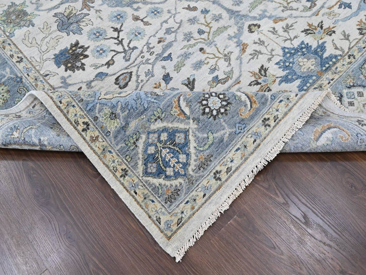 7'11" x 9'9" New Hand Knotted Grey Wool Rectangle Oriental Rug - MOA10210530