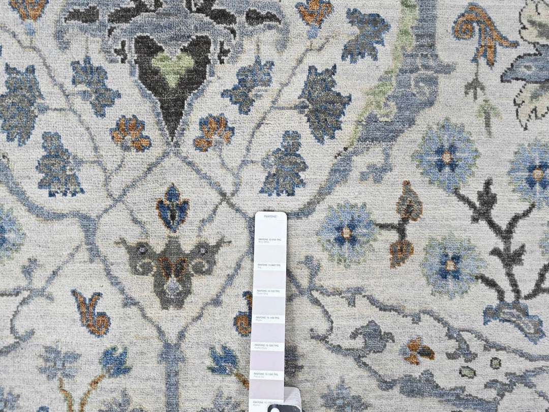 7'11" x 9'9" New Hand Knotted Grey Wool Rectangle Oriental Rug - MOA10210530