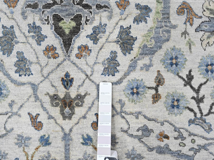 7'11" x 9'9" New Hand Knotted Grey Wool Rectangle Oriental Rug - MOA10210530