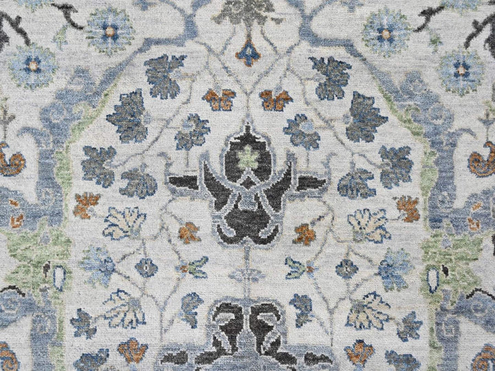 7'11" x 9'9" New Hand Knotted Grey Wool Rectangle Oriental Rug - MOA10210530