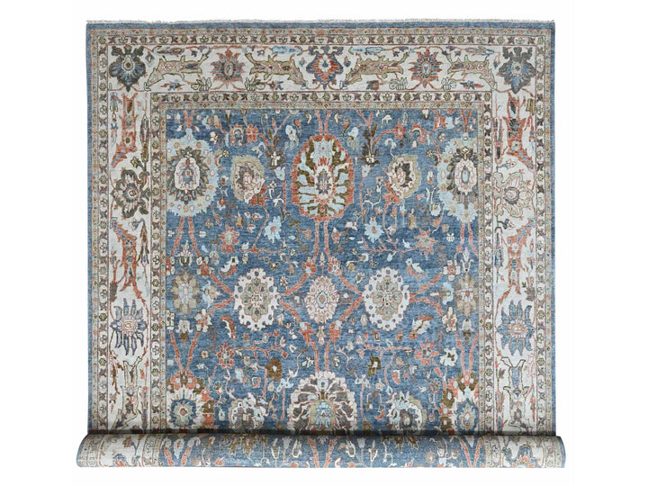 9'6" x 13'5" New Hand Knotted Blue Wool Rectangle Oriental Rug - MOA10210531