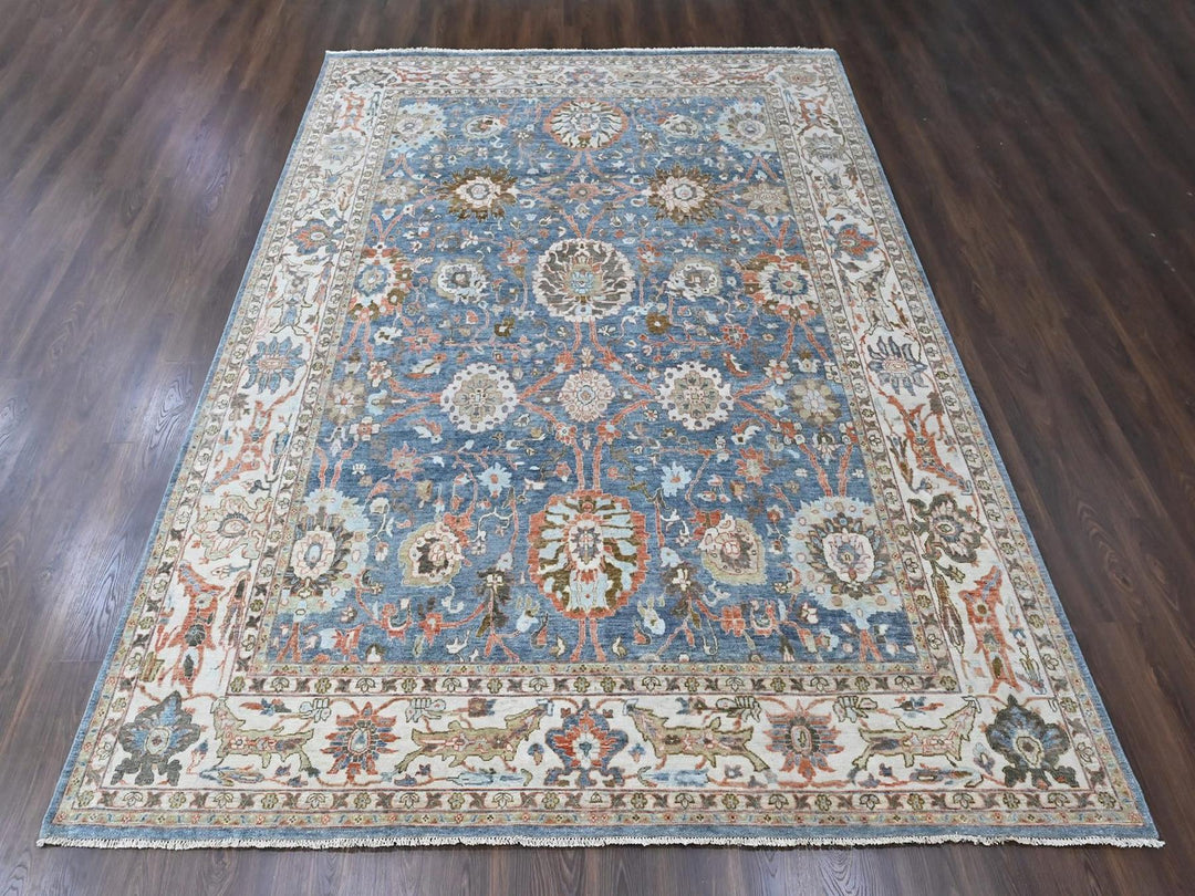 9'6" x 13'5" New Hand Knotted Blue Wool Rectangle Oriental Rug - MOA10210531