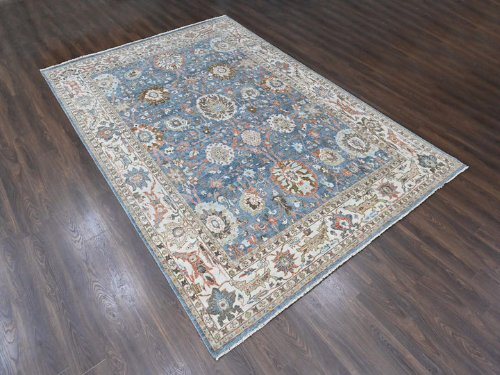 9'6" x 13'5" New Hand Knotted Blue Wool Rectangle Oriental Rug - MOA10210531