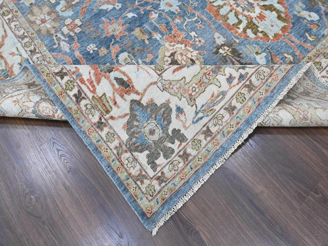 9'6" x 13'5" New Hand Knotted Blue Wool Rectangle Oriental Rug - MOA10210531
