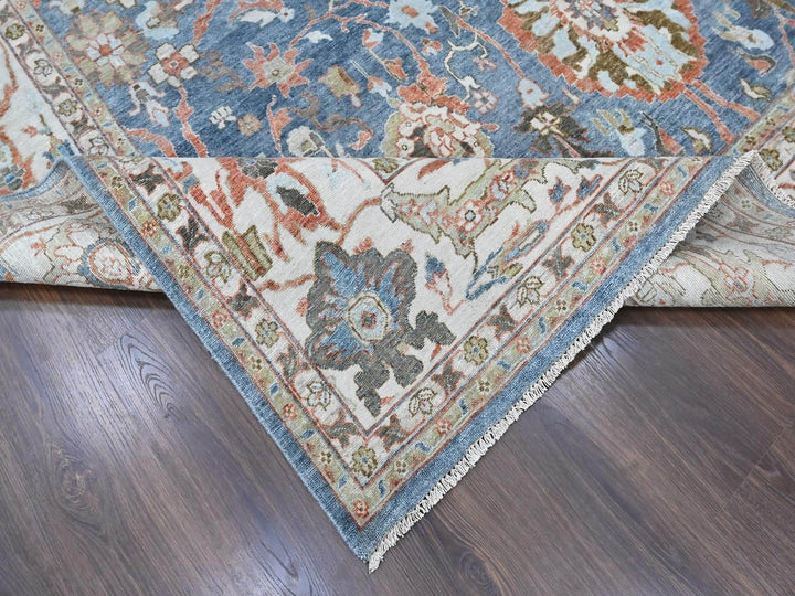 9'6" x 13'5" New Hand Knotted Blue Wool Rectangle Oriental Rug - MOA10210531