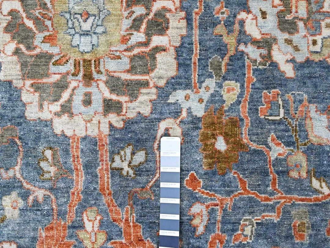 9'6" x 13'5" New Hand Knotted Blue Wool Rectangle Oriental Rug - MOA10210531