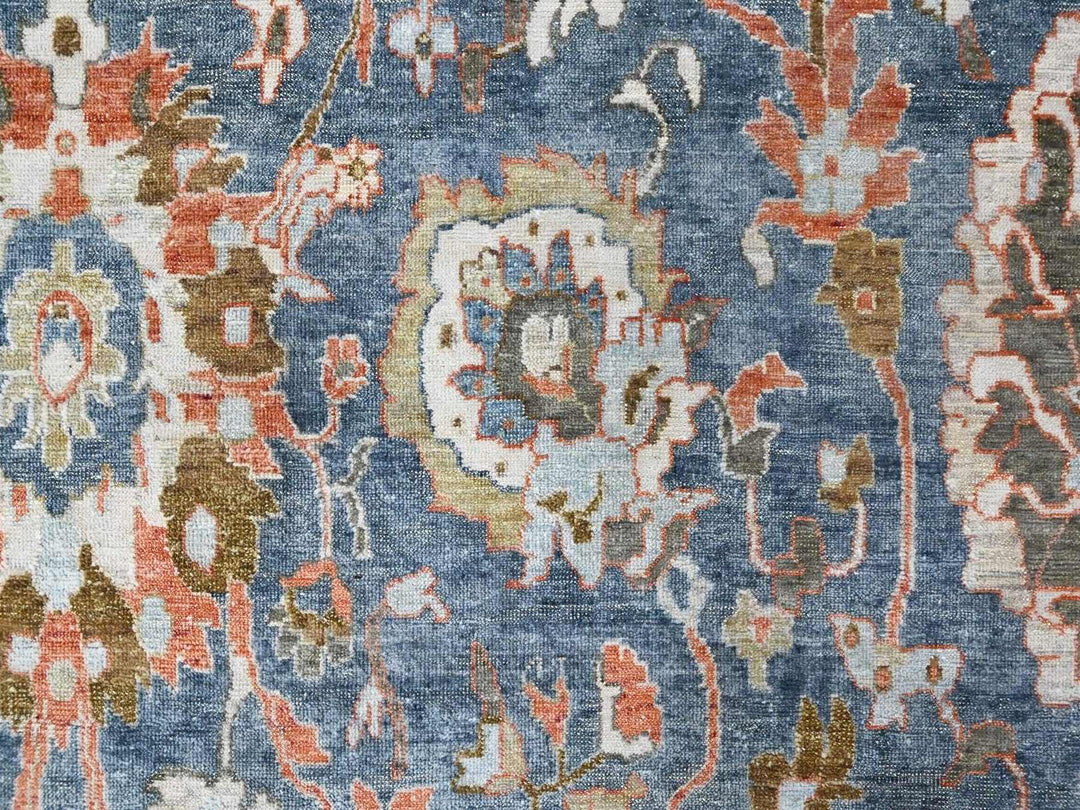 9'6" x 13'5" New Hand Knotted Blue Wool Rectangle Oriental Rug - MOA10210531